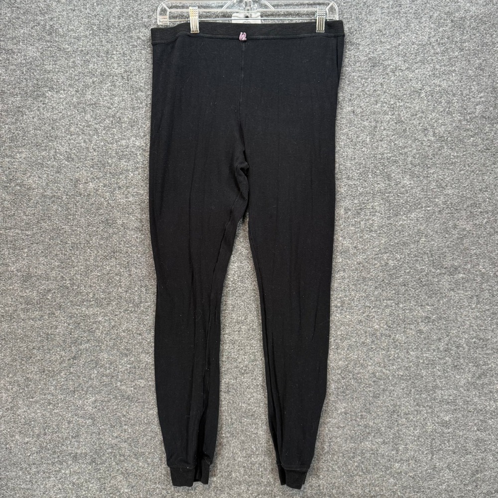 Free People Leggings Womens Large Black Ribbed Knit Intimately Base Layer Lounge